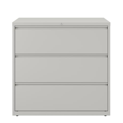 Hirsh 42" Wide 3 Drawer Metal Lateral File Cabinet, Light Gray